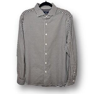 Hart Schaffner Marx Mens Size L Brown White Checker Textured Button Down Shirt